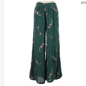 NWT Jaase Floral Green Wide-Leg Pants